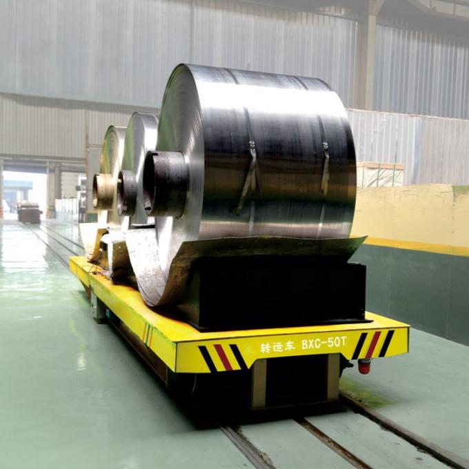 Çelik folyo bobinleri için 50 ton akülü transfer arabası