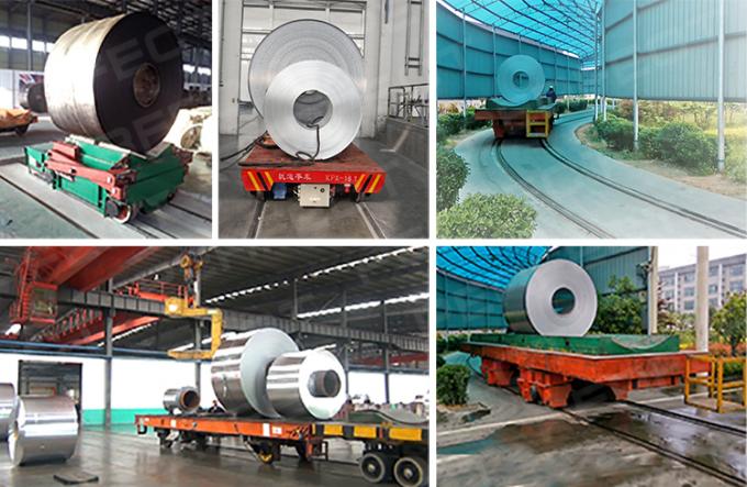 Fabrika Alüminyum Çelik Boru ve rulo taşımacılığı için Ağır Hidrolik kaldırma Elektrikli Demiryolu Bobini Transfer Arabası