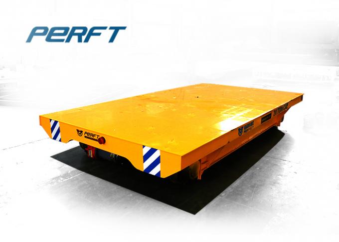 Endüstriyel hafif malzeme taşımacılığı için 6 T yük kapasiteli raylı düz transfer arabası üzerinde düşük yatak motorlu