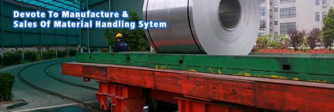 Fabrika çelik rulo nakliye için 50 ton makas hidrolik kaldırma bobin raylı transfer arabası