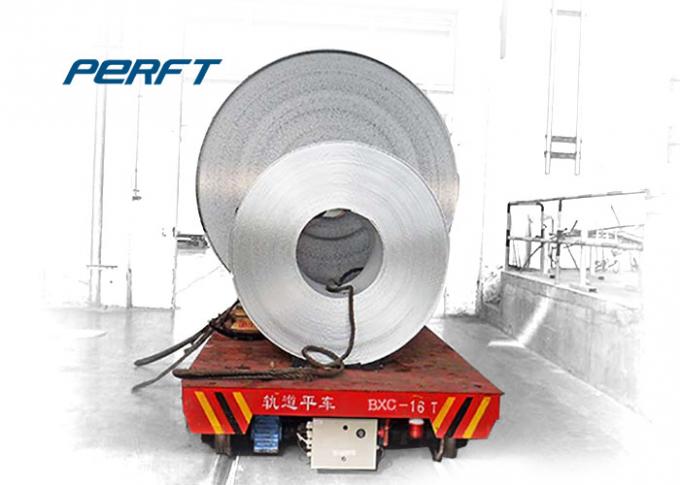Raylar üzerinde 30 ton Karbon Çelik Bobin Transferi Araba Fabrika Depo içinde Motorlu Bobin Transfer Arabası kullanır